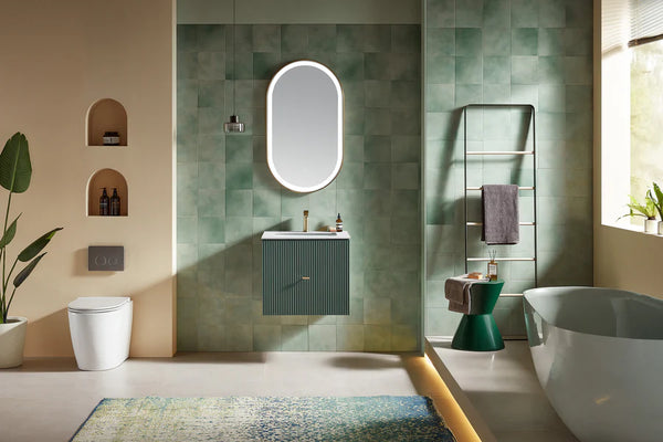 BARCELONA 24” FOREST GREEN BATHROOM VANITY ( WHITE/BLACK COUNTERTOP)