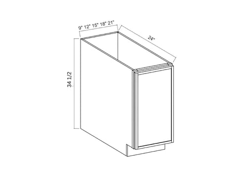 Slim Amber Oak- Base Cabinet Single Door Full Height