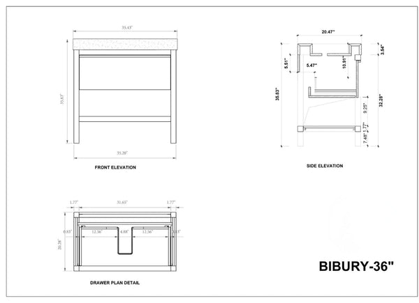 BIBURY 36" CHESTNUT OAK BATHROOM VANITY