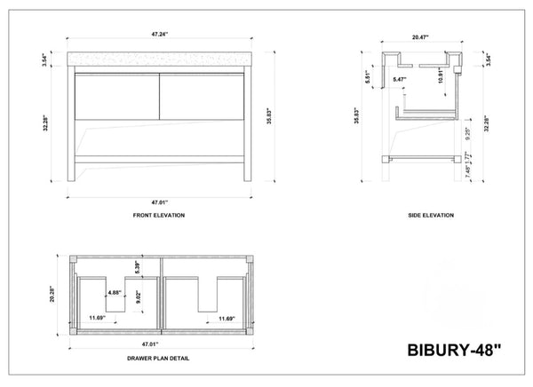 BIBURY 48” CHESTNUT OAK BATHROOM VANITY