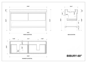 BIBURY 60” CHESTNUT OAK BATHROOM VANITY