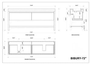BIBURY 72" CHESTNUT OAK BATHROOM VANITY