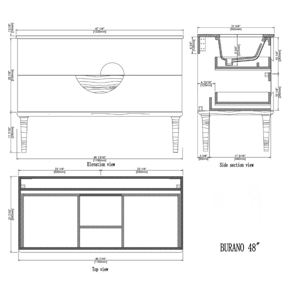 BURANO 48” BEIGE BATHROOM VANITY