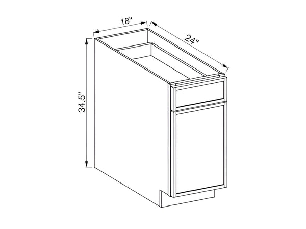 Slim Shaker Oak Base Waste Basket Cabinet