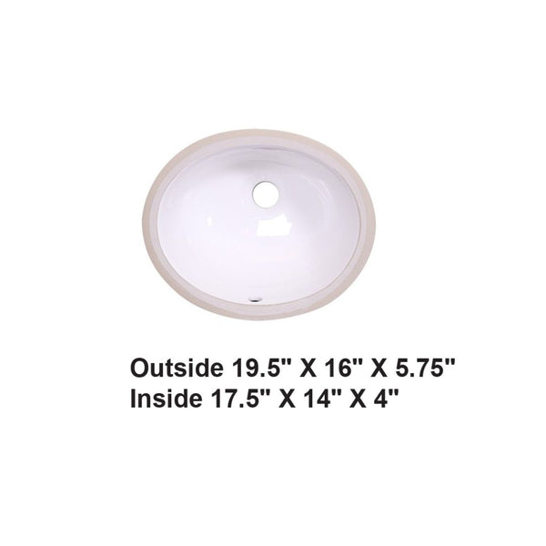 White-Undermount Oval Ceramic Sink White