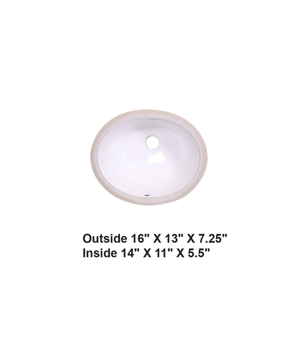 White-Undermount Oval Ceramic Sink