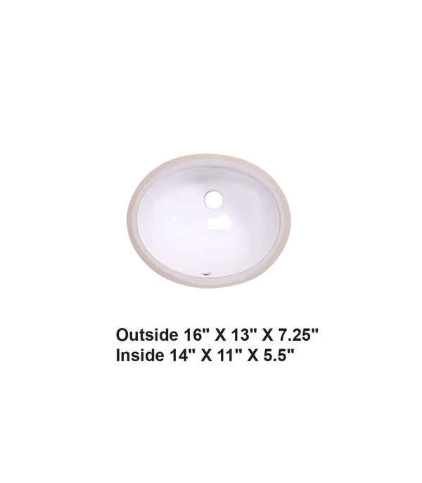 White-Undermount Oval Ceramic Sink