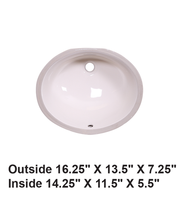 Bisque-Undermount Oval Ceramic Sink