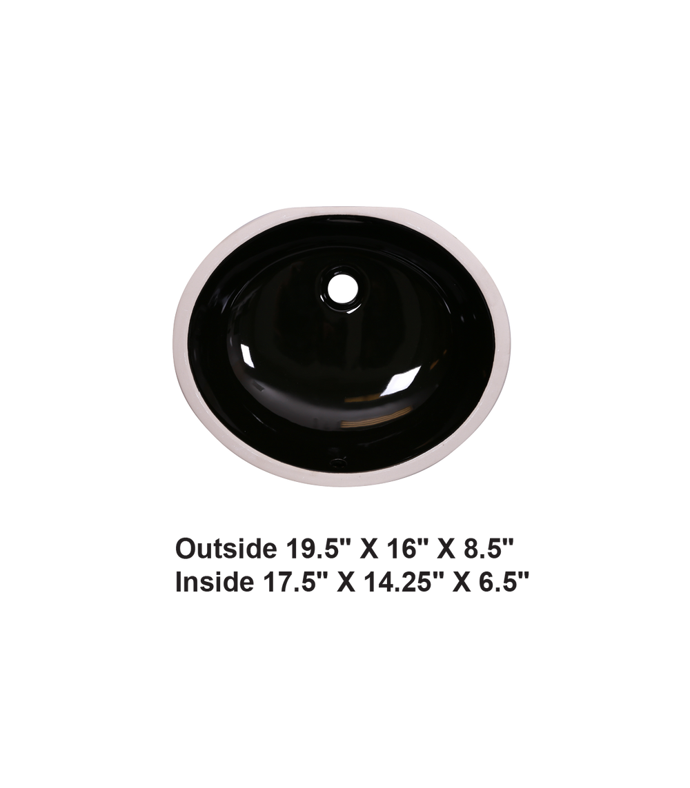 Black-Undermount Oval Ceramic Sink