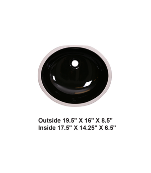 Black-Undermount Oval Ceramic Sink