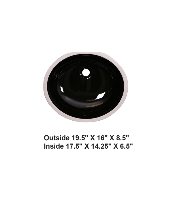 Black-Undermount Oval Ceramic Sink