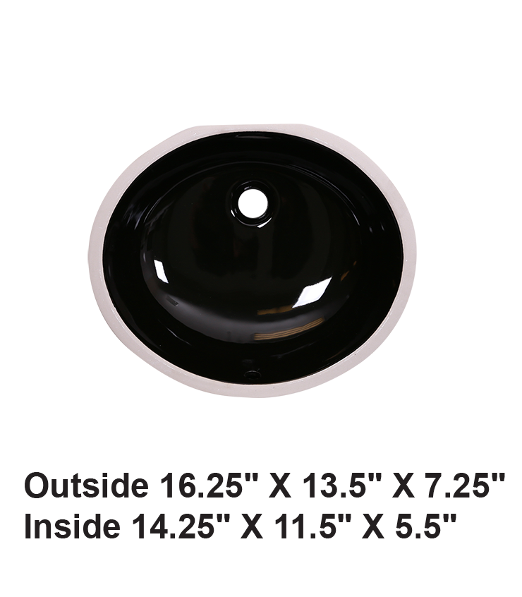Black-Undermount Oval Ceramic Sink