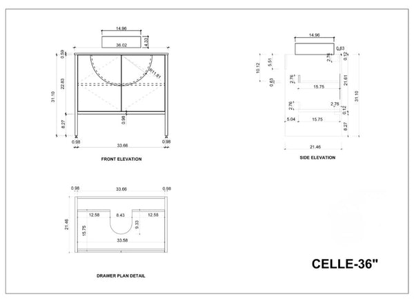 CELLE 36” DARK WALNUT BATHROOM VANITY