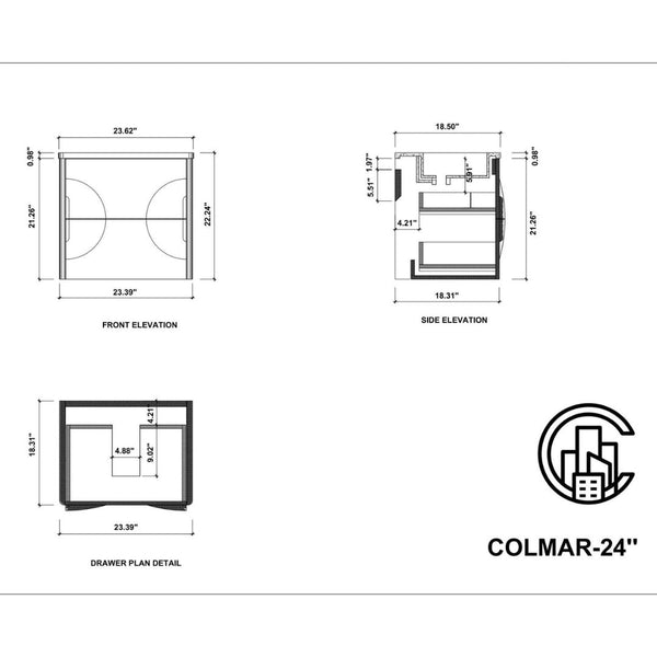 COLMAR 24” LIGHT GRAY BATHROOM VANITY