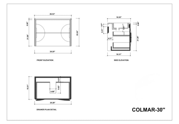 COLMAR 30” DARK GRAY BATHROOM VANITY
