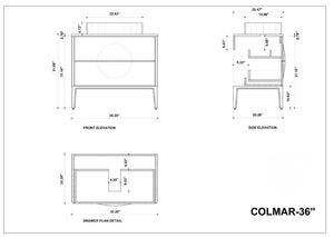COLMAR 36” WHITEWASH OAK BATHROOM VANITY