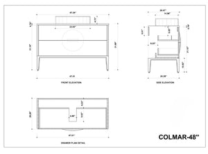COLMAR 48” WHITEWASH OAK BATHROOM VANITY