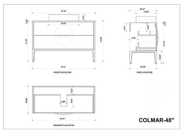 COLMAR 48” WHITEWASH OAK BATHROOM VANITY