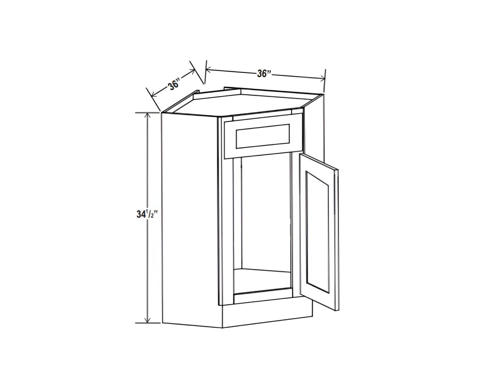 Aspen White Corner Sink Base Cabinet with False Drawer