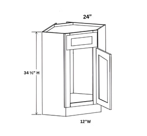 French Grey Corner Sink Base Cabinet with False Drawer