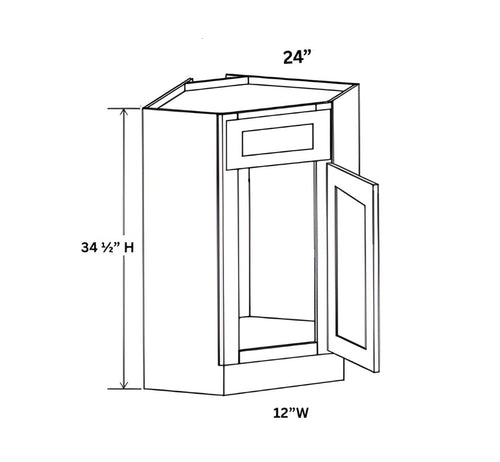 French Grey Corner Sink Base Cabinet with False Drawer