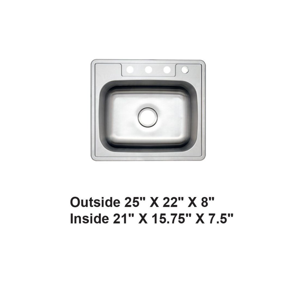 AD-D48 Drop-in Single Bowl Stainless Steel Sink