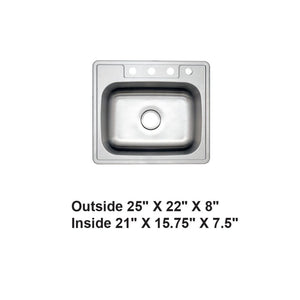 AD-D48 Drop-in Single Bowl Stainless Steel Sink