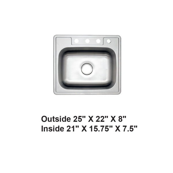 AD-D48 Drop-in Single Bowl Stainless Steel Sink