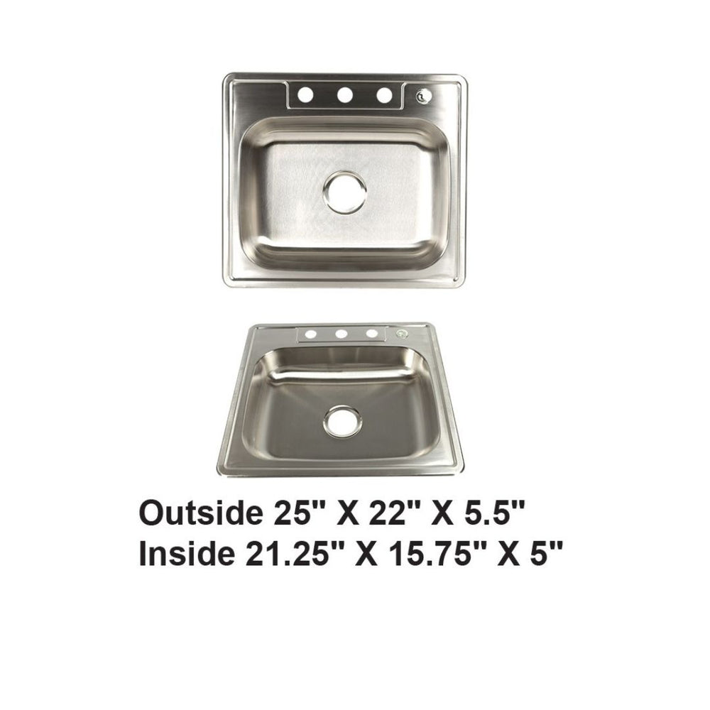 AD-D48ADA Drop-in Single Bowl Stainless Steel ADA Sink