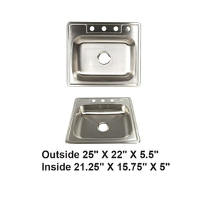 AD-D48ADA Drop-in Single Bowl Stainless Steel ADA Sink