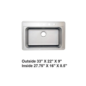 AD-D78 Drop-in Single Bowl Stainless Steel Sink