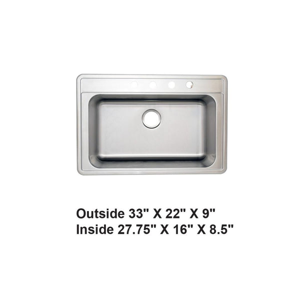 AD-D78 Drop-in Single Bowl Stainless Steel Sink