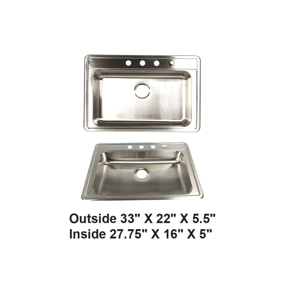 AD-D78ADA Drop-in Single Bowl Stainless Steel ADA Sink