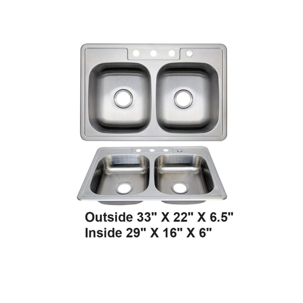 AD-D88-6 Drop-in Double Bowl 50/50 Stainless Steel Sink
