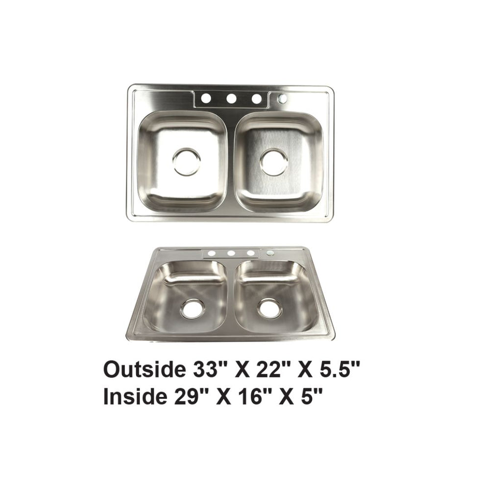 AD-D88ADA Drop-in Double Bowl 50/50 Stainless Steel ADA Sink