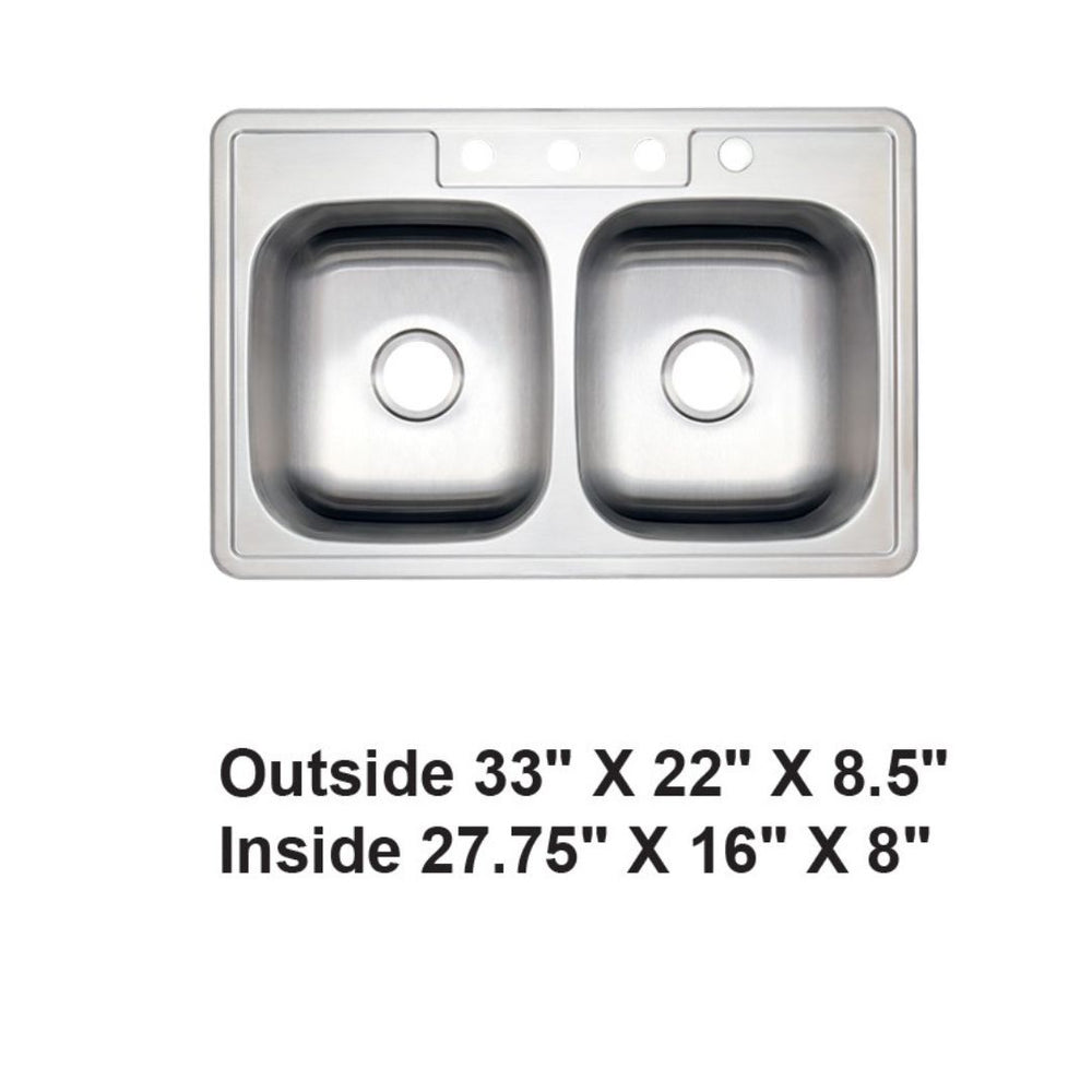 AD-D88 Drop-in Double Bowl 50/50 Stainless Steel Sink