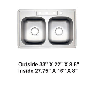 AD-D88 Drop-in Double Bowl 50/50 Stainless Steel Sink
