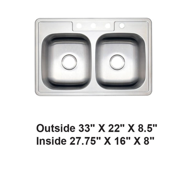 AD-D88 Drop-in Double Bowl 50/50 Stainless Steel Sink