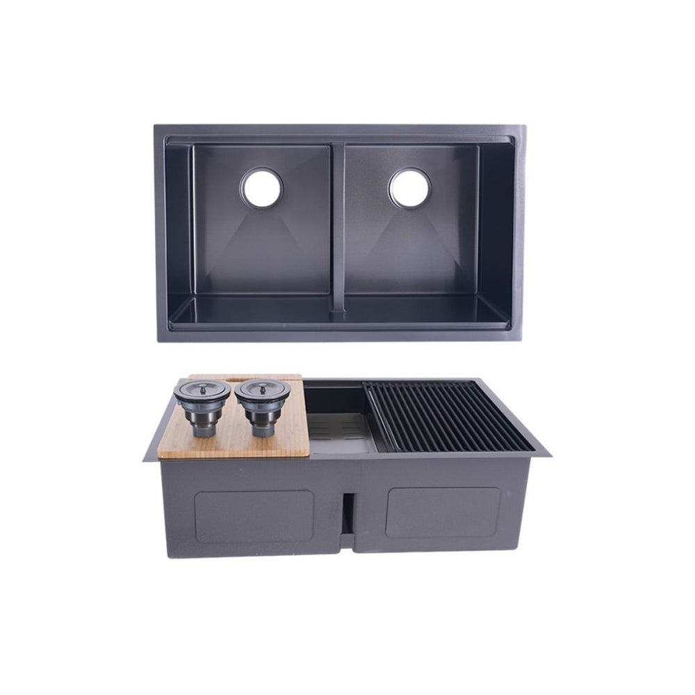 AD-H3219D Black Double Bowl Workstation Kitchen Sink