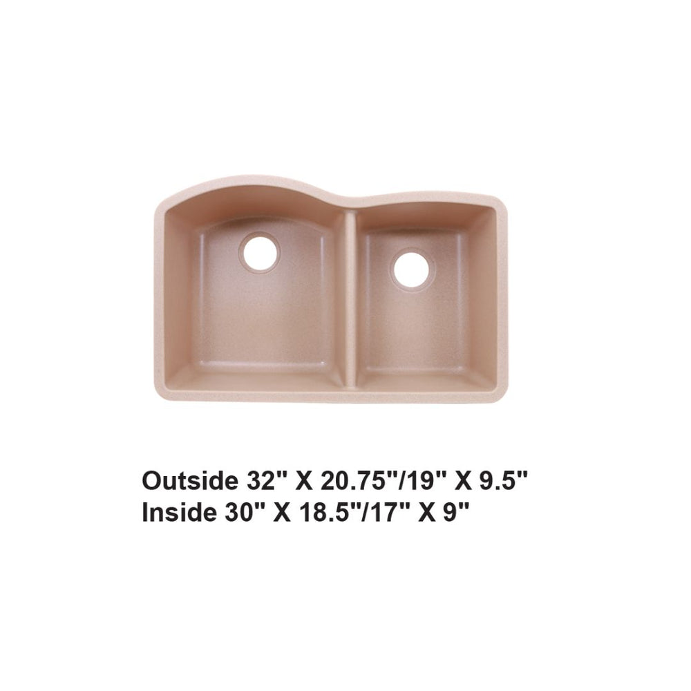 AD-GC68 Undermount Double Bowl 60/40 Granite Composite Sink Bisque