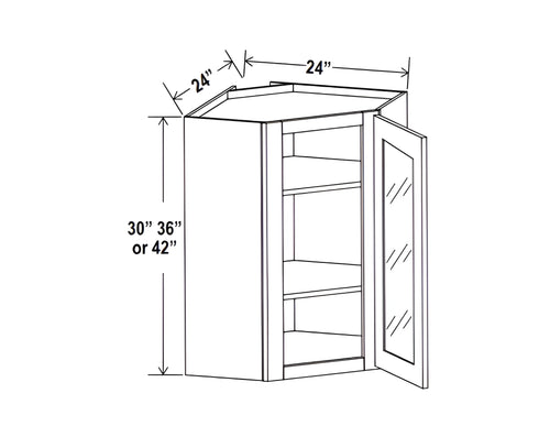 Sage Breeze 24" Diagonal Corner Wall Cabinet with Glass Door