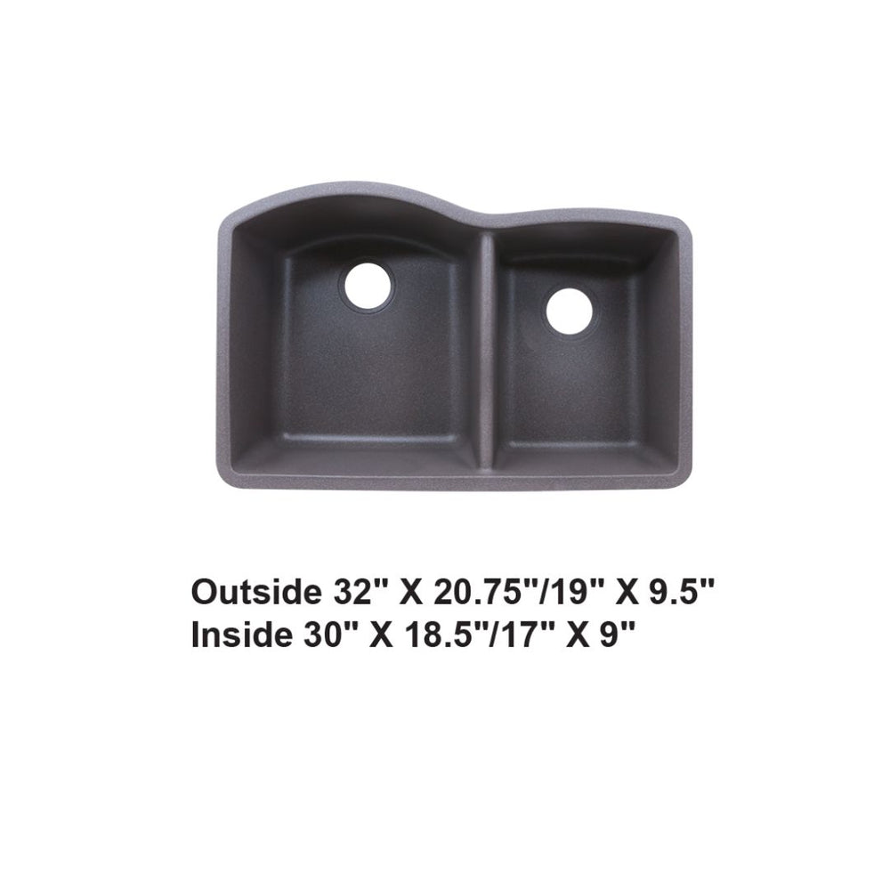 AD-GC68 Undermount Double Bowl 60/40 Granite Composite Sink Gray