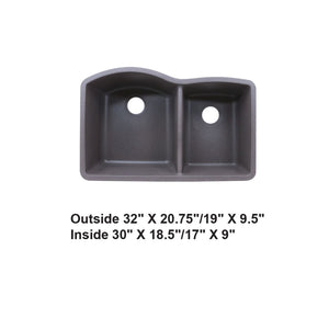 AD-GC68 Undermount Double Bowl 60/40 Granite Composite Sink Gray