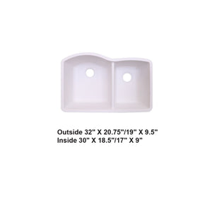 AD-GC68 Undermount Double Bowl 60/40 Granite Composite Sink White