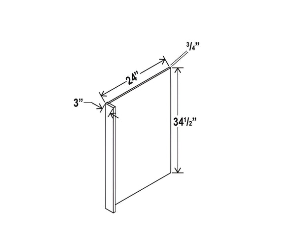 Sydney White - Dishwasher Return Panel w/3"W Filler - 24"W X 34- 1/2"H X 1/2"D