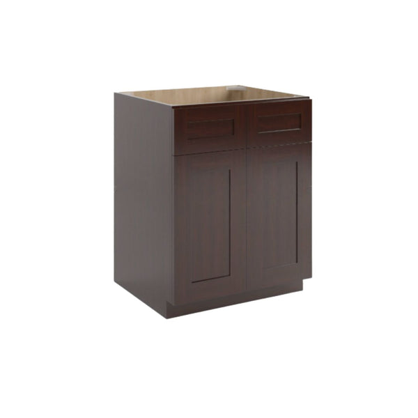 Shaker Espresso Sink Base With Double Doors and False Drawers