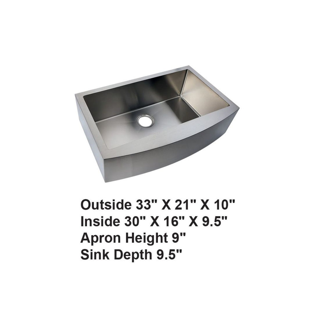 AD-F78-33 Single Bowl Farmhouse Apron Front Stainless Steel Sink