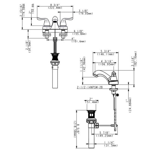 2 HANDLE BATHROOM FAUCET 4201-405 CHROME