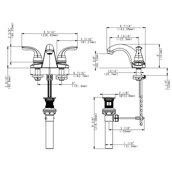 2 HANDLE BATHROOM FAUCET 4206-403 CHROME