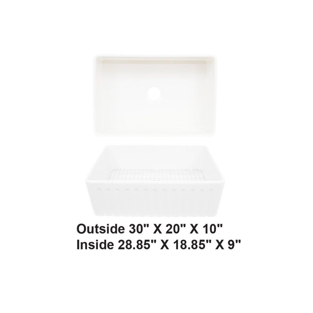 AD-FC1F Single Bowl Farmhouse Fireclay Sink White